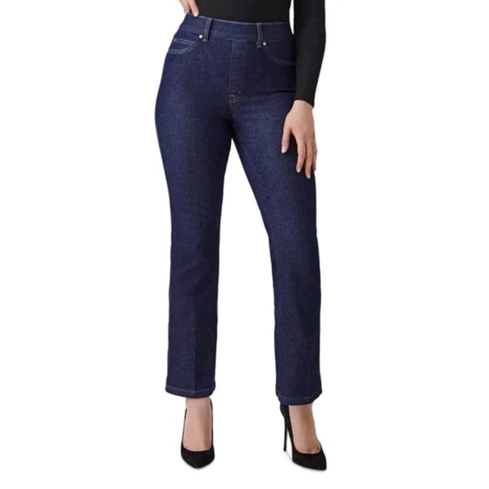 Spanx Shape Everywear Pull On Straight Leg Jean Raw Indigo Denim XL 34W 31.5Inse